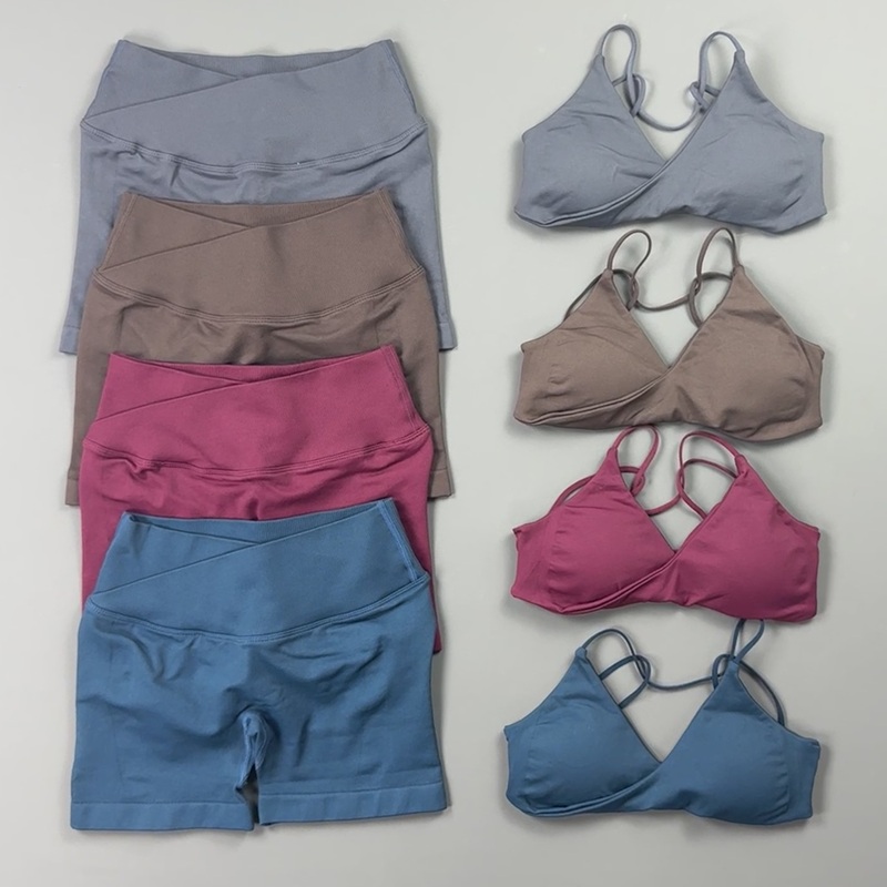 Stretch Strap Yoga - 2-delige workoutset dames, surplice V-hals sportbeha