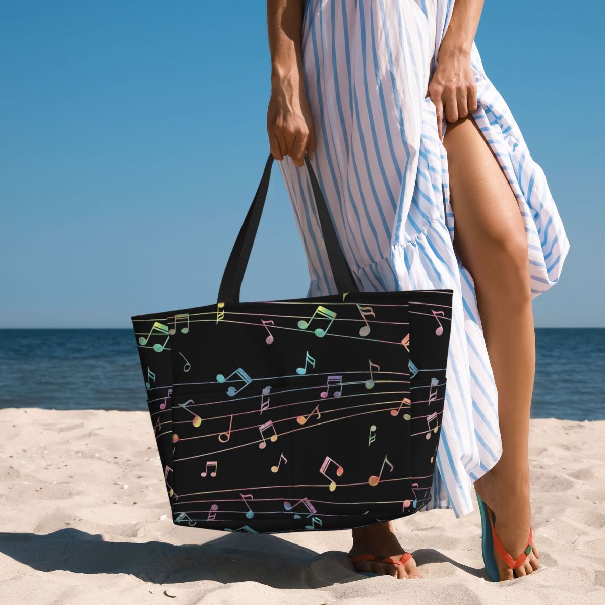 Yoga Fitness Music - Muzieknotatie Muzieknoten Strandtas Sport Gym Yoga