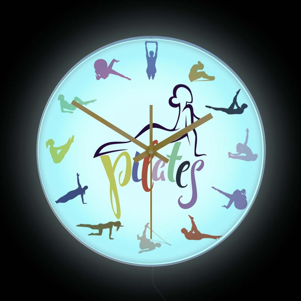 Yoga Fitness Rooms - Pilates Pose Kleurrijke Print Wandklok Met