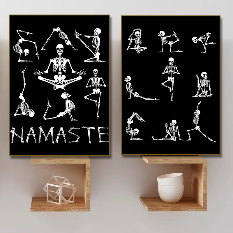 Yoga Fitness Rooms - Zonder lijst Skelet Yoga Poster, Grappige