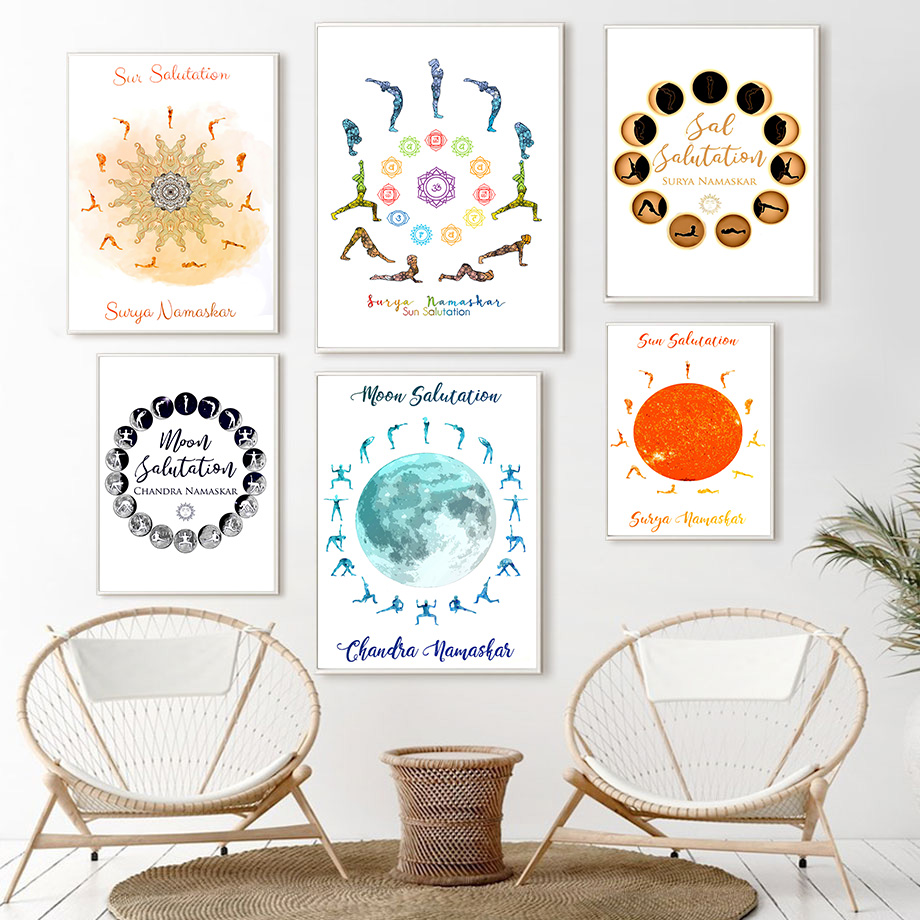 Yoga Fitness Rooms - Yoga Pose Zon Maan Groet Thuis