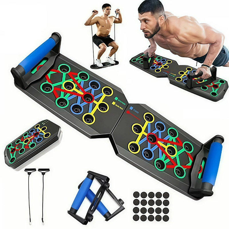 Push Up Board - Opvouwbaar push-up board met weerstandsbanden, multifunctionele