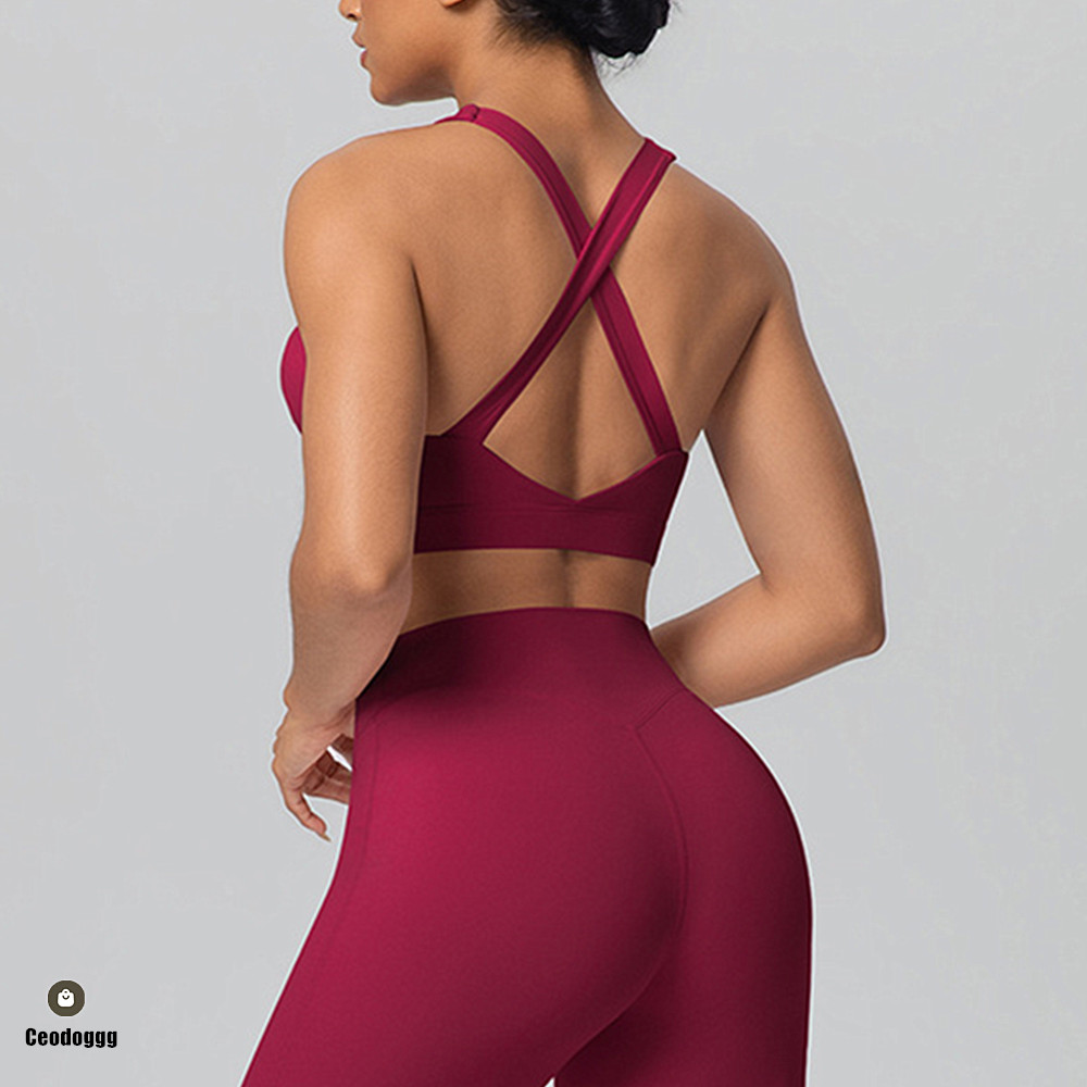 Stretch Strap Yoga - Sportbeha met schouderbandjes, yogabroekje, hardloopbeha, gymtop,