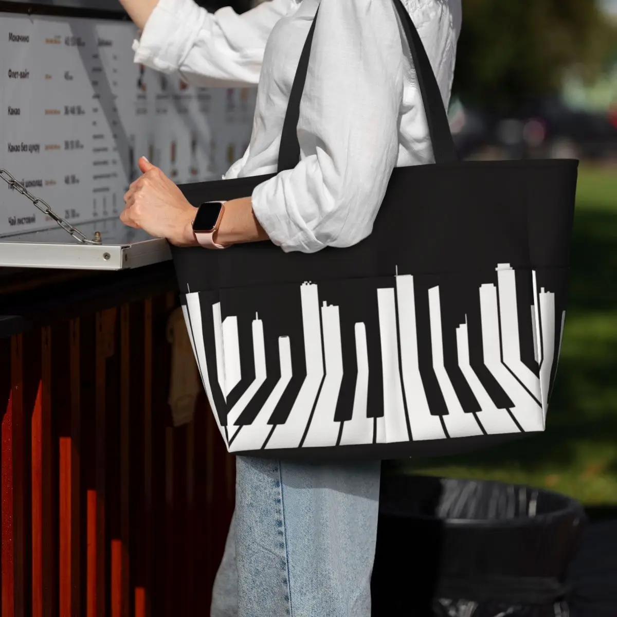 Piano City Music Beach Tote Ba - Yoga Fitness Music recensie en prijs