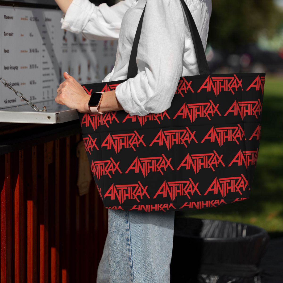 Anthrax Music Band Logo Strand - Yoga Fitness Music recensie en prijs